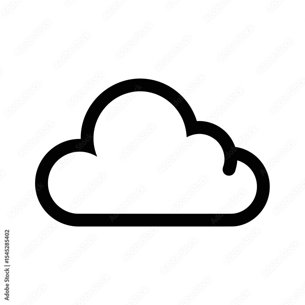 A simple black outline of a cloud shape on a white background in a minimalist vector style design A simple black outline of a cloud shape on a white background in a minimalist vector style design