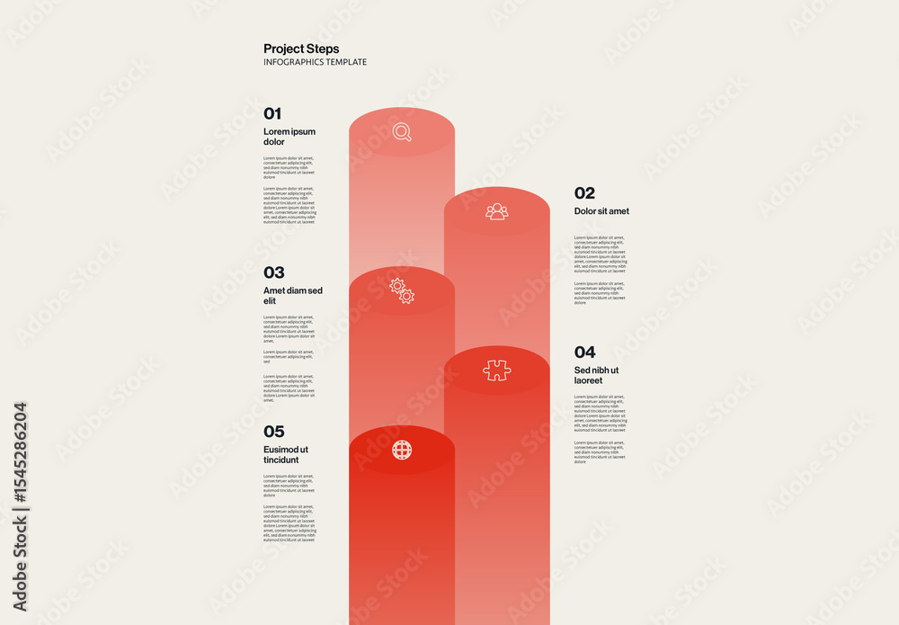Column Timeline Vertical Timeline Infographic Template with Columns and Project Steps ...
