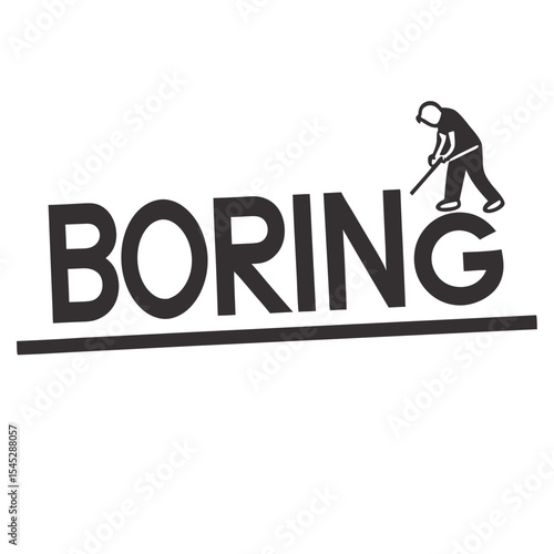 Boring Typography Text Style Vector Illustration