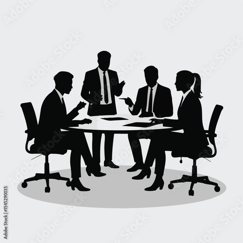 Business meeting silhouette isolated on white background