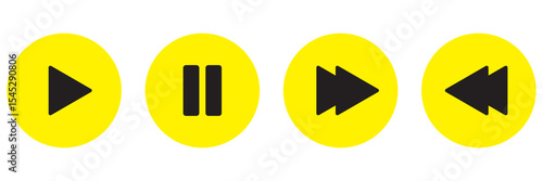 Media player button icons set. Pause, rewind, fast forward icon. Ui elements. Music player buttons. Video controls. Play video icon collection. Ui template. Vector illustration