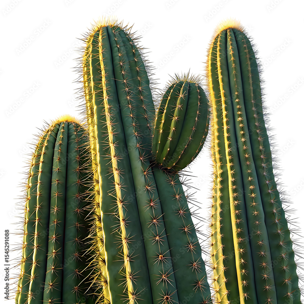 Naklejka premium Three cereus cactus plants isolated on transparent background