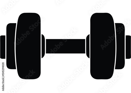 Dumbbell black silhouette icon, dumbbell icon vector