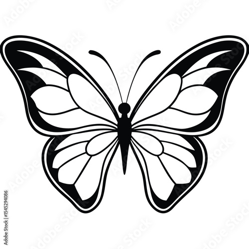 Symmetrical Wings A Flying Butterfly Silhouette Illustration