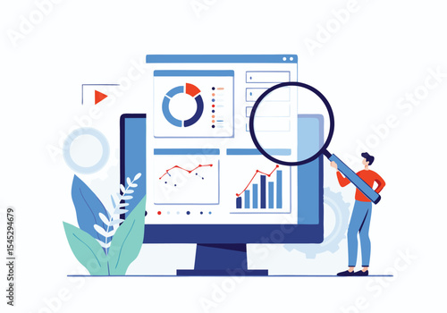  businessman working for data analytics and monitoring on report dashboard monitor and business finance investment design concept  