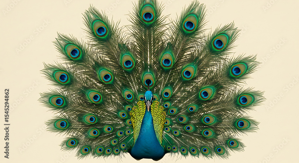 Obraz premium Majestic Peacock with Fully Displayed Tail Feathers