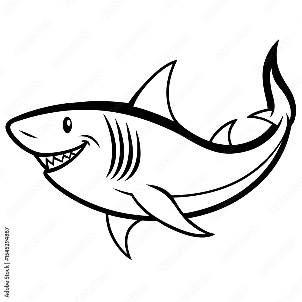 Fototapeta premium Shark line art vector