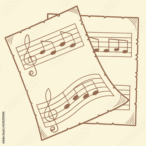 Vintage music sheet paper with faded notes