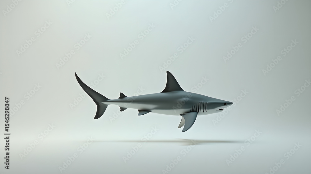 Fototapeta premium Shark suspended in minimal floating space