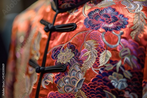 In a close-up shot, the tailoring and fabric texture of the formal attire are clearly visible