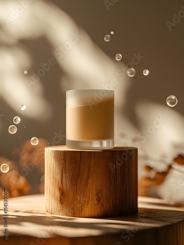 The hydrating bb cream glows softly under the light, with a blurred background and floating light spots