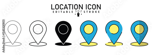 location pin icon in editable stroke, outline, and filled styles. for navigation, maps and geo location designs in apps, websites and user interfaces, location vector icons designed in filled