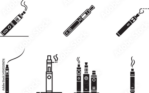 Electronic cigarette icons vaporizer devices smoking. eps-10
