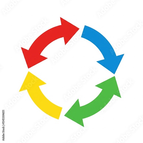 Circular Arrows, Colorful Cycle, Continuous Flow, Process, Rotation, Renewal