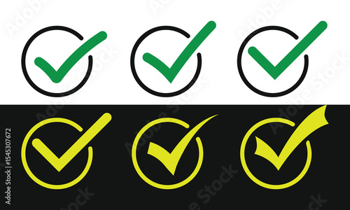 check mark icon button set. check box icon with right and wrong buttons and yes or no checkmark icons in green tick box and red cross 