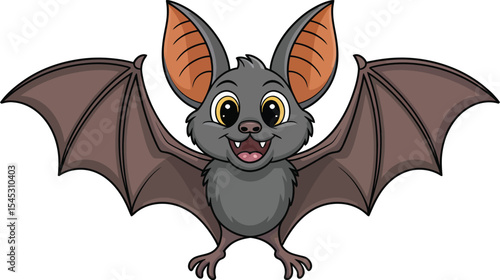 cartoon bat with brown wings and open mouth clip art preview