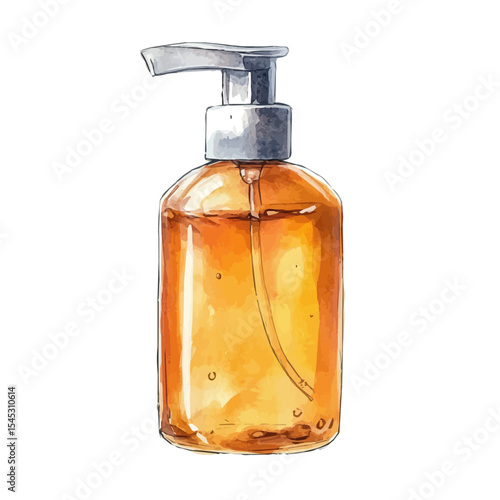 Facial Cleanser, watercolor illustration vector, isolated on a white background.