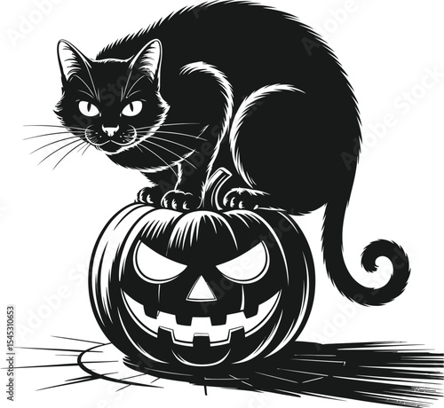 black cat on jack o' lantern clip art preview