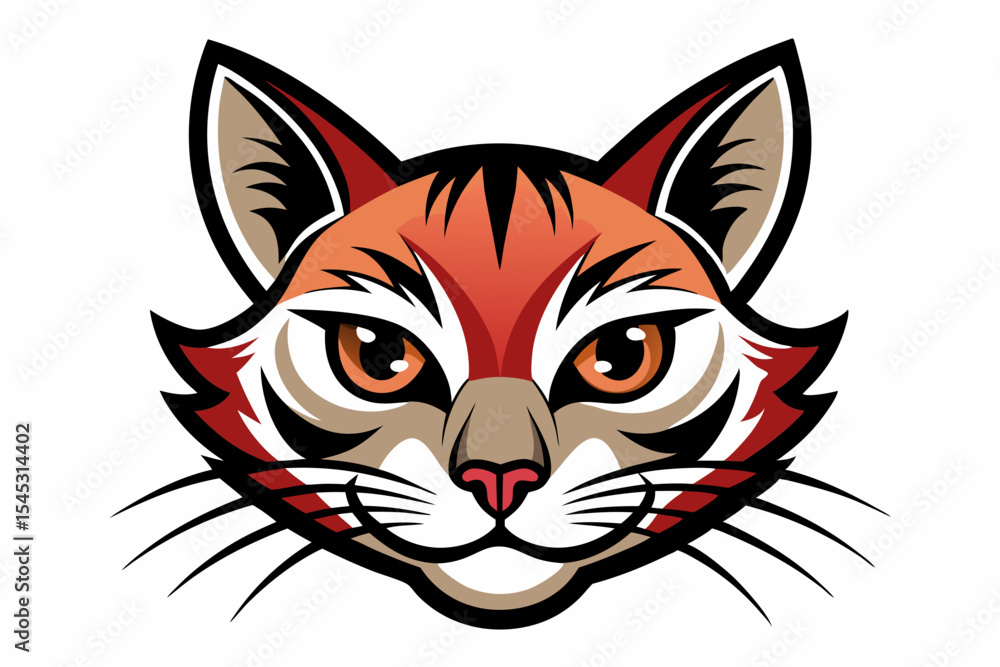 Adorable Tabby Cat Face Vector Illustration with Green Eyes Adorable Tabby Cat Face Vector Illustration with Green Eyes