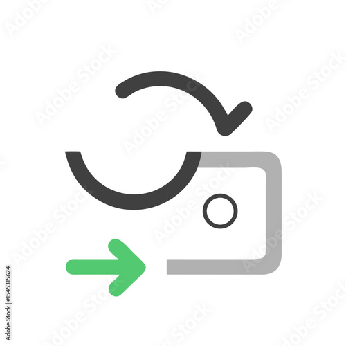 Payment system icon with circular arrows and right arrow design  