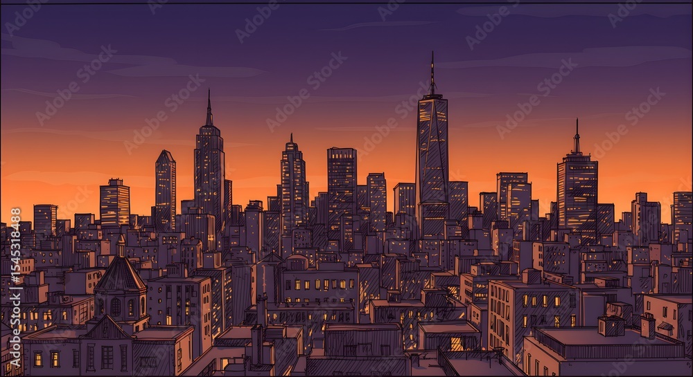Fototapeta premium sunset over the city