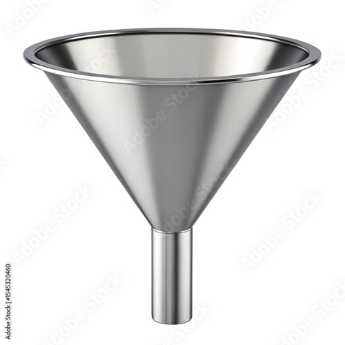Stainless Steel Funnel 3 D Model Isolated White Background