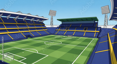 Vibrant Cartoon Football Stadium Scene