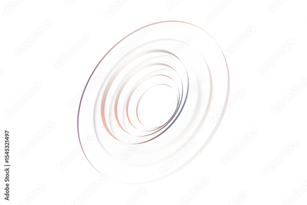 Fototapeta premium Abstract minimalist white rings floating against black background graphic design illustration