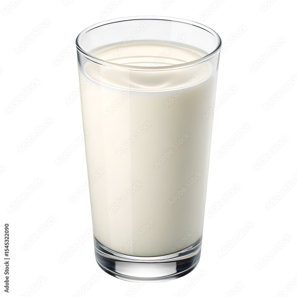 Tall Glass of Milk 3 D Icon Illustration White Background Tall Glass of Milk 3 D Icon Illustration White Background