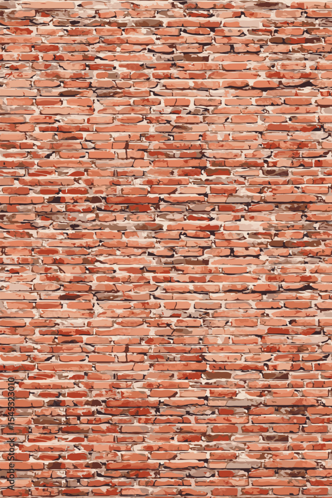 Fototapeta premium Texture of a red brick wall vector illustration
