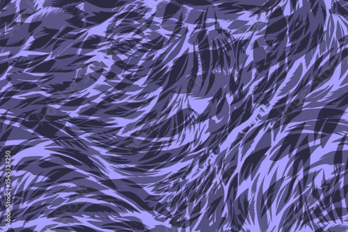 Background with silhouette of bird feather pattern texture on purple background