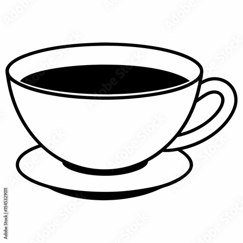 Cup of coffee on a saucer isolated on white background
