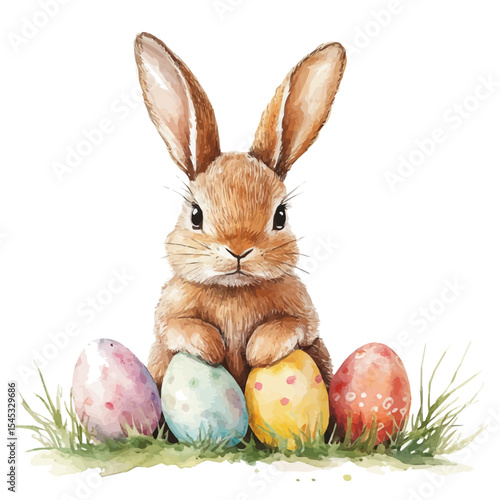 Easter, watercolor drawing vector, isolated on a white background.