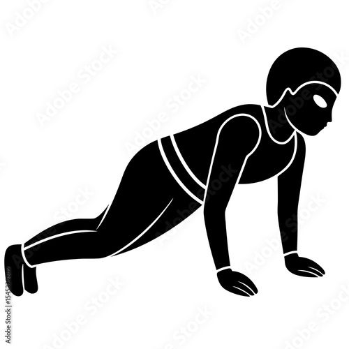 Person doing pushups for exercise isolated on white background