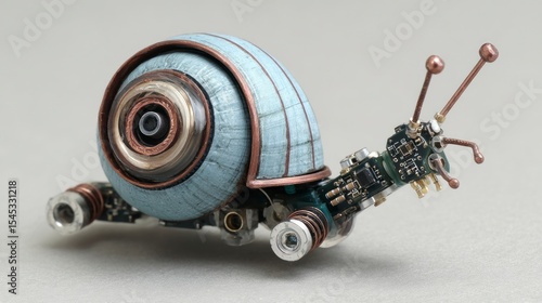 Mechanical snail sculpture recycling art