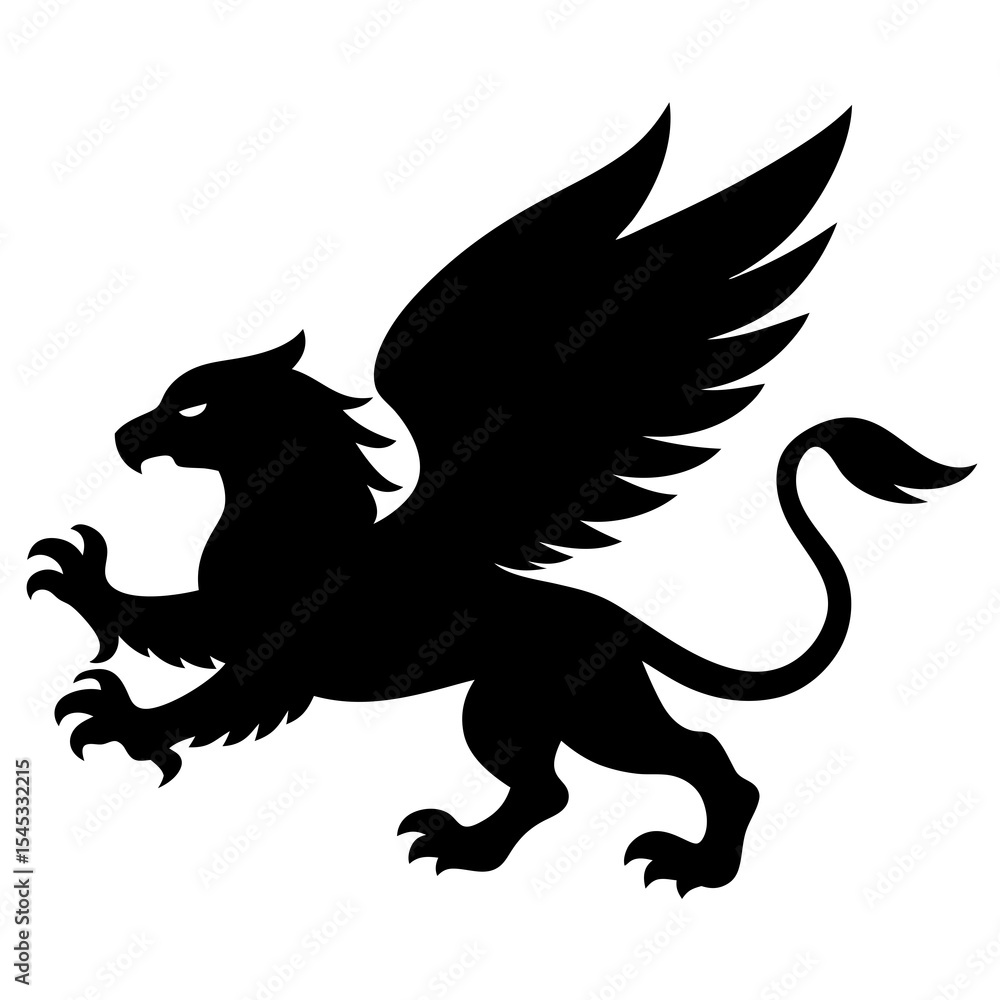 Fototapeta premium Griffin silhouette isolated on white background