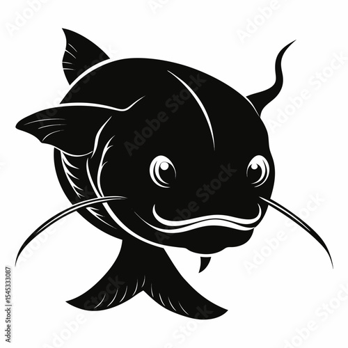 silhouette catfish  on white backround