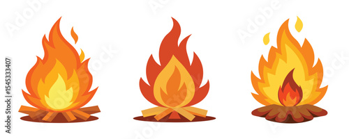 campfire flames illustration, orange and yellow, bonfire graphic design