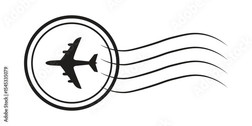 Airplane postage stamp silhouette design