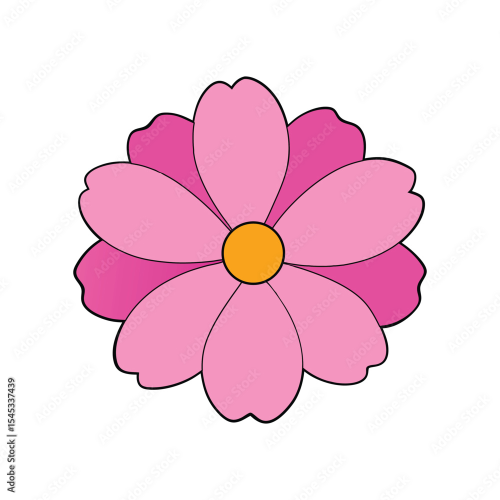 Fototapeta premium Colorful pink cosmos flower vector illustration