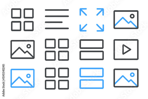 Glowing blue digital interface icons on dark background