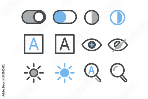 Glowing ui icons for accessibility and interface settings