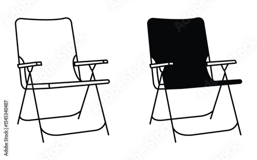 camping chair icon. Folding chair for camping and fishing. Folding chair. vector illustration