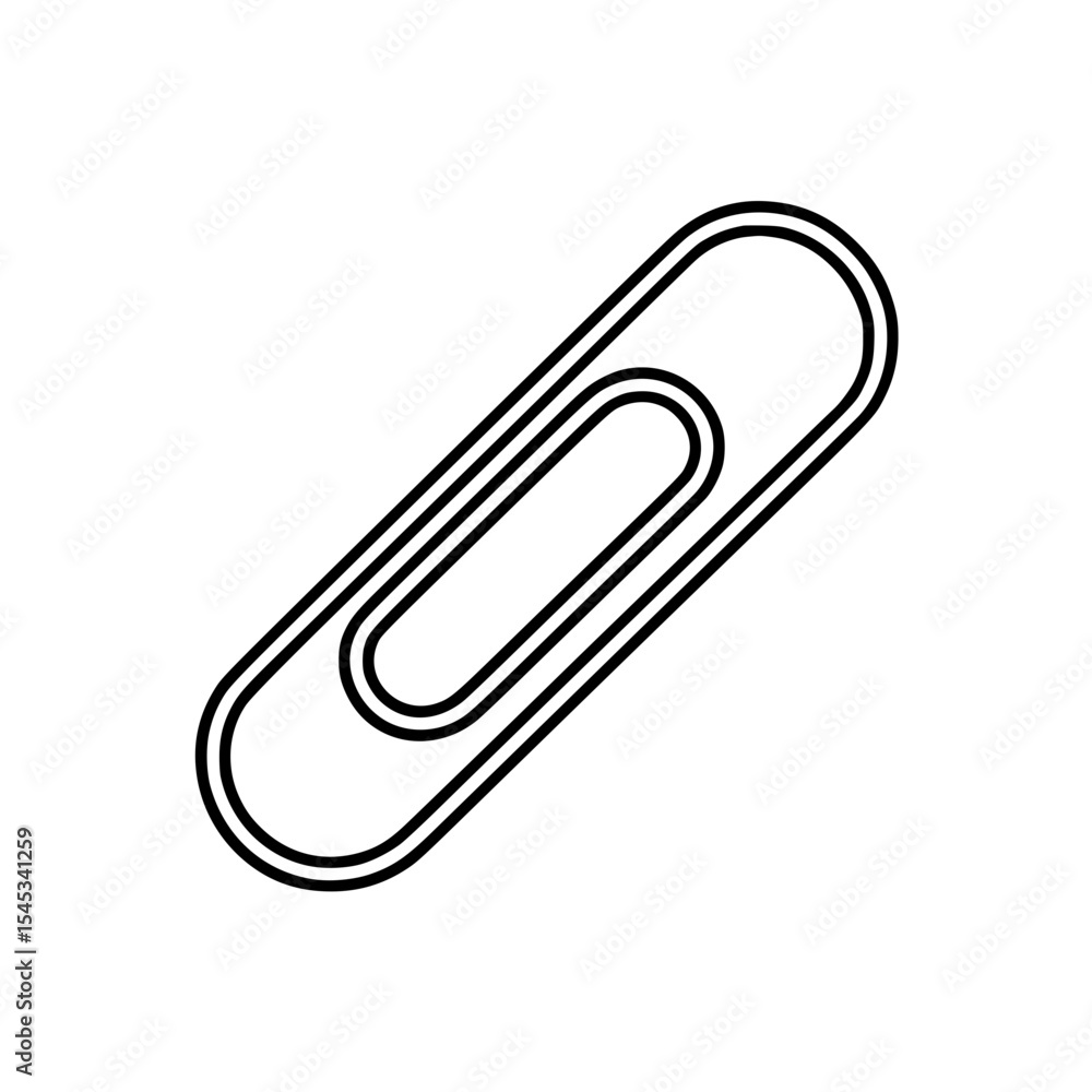 Minimalist black outline illustration of a paperclip Minimalist black outline illustration of a paperclip