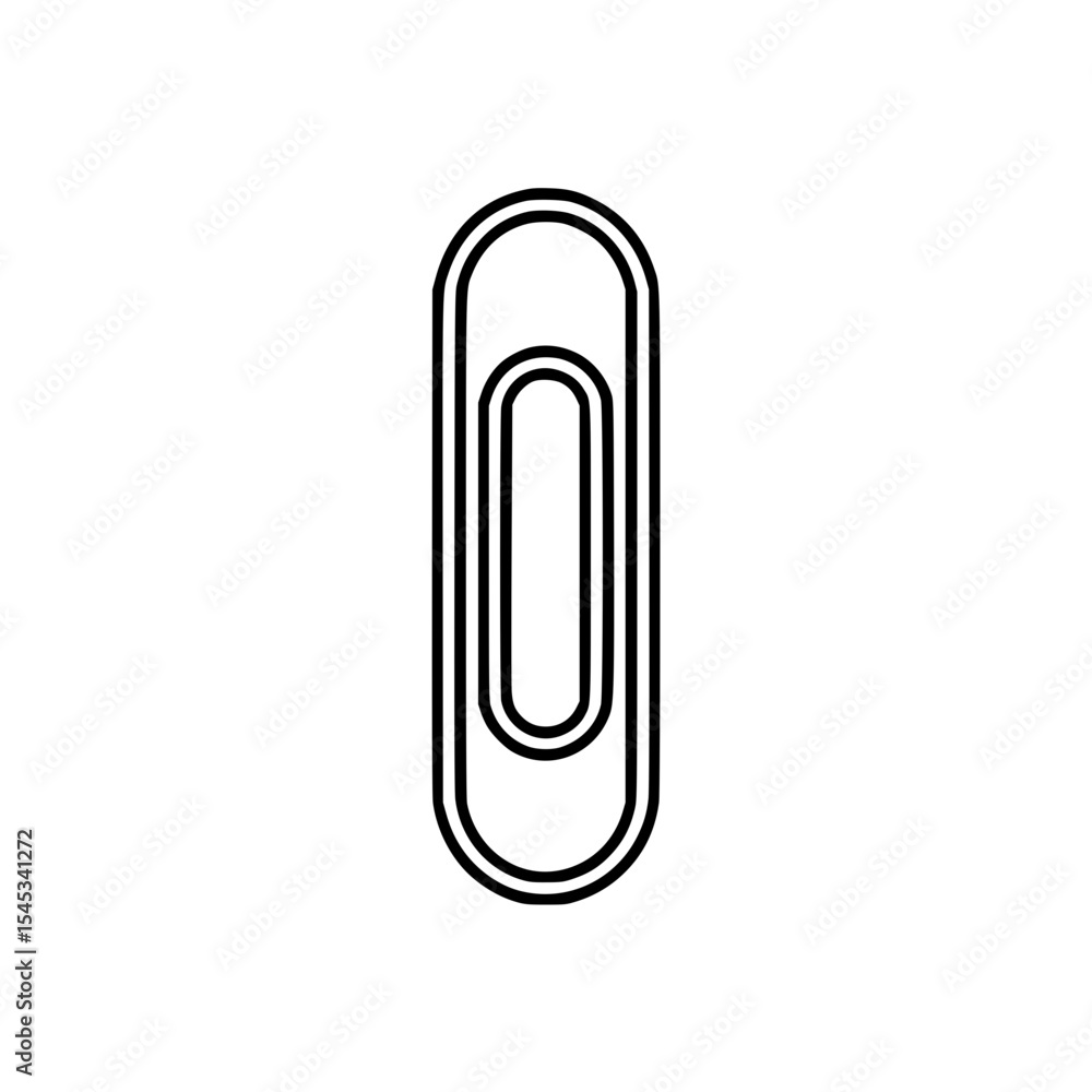Minimalist black outline illustration of a paperclip Minimalist black outline illustration of a paperclip