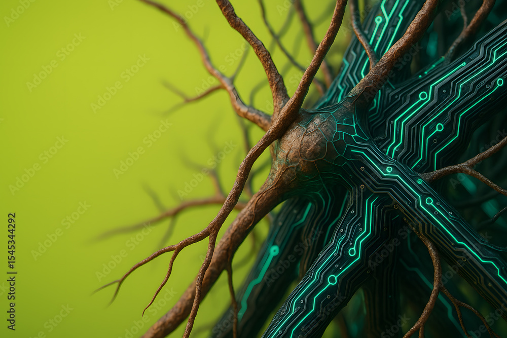 Naklejka premium Neural fusion vivid display for neurotech innovation visuals and brain-computer interface concepts