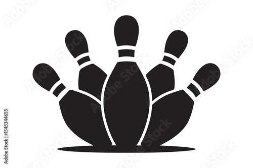 Silhouette Bowling Pins Icon Vector Illustration