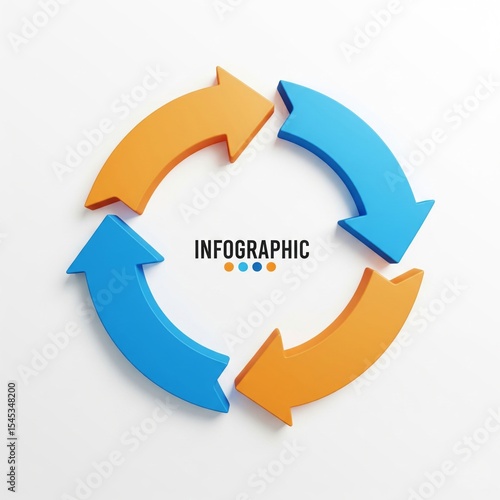 Circular Infographic with 3D Arrows: Process, Cycle, Workflow