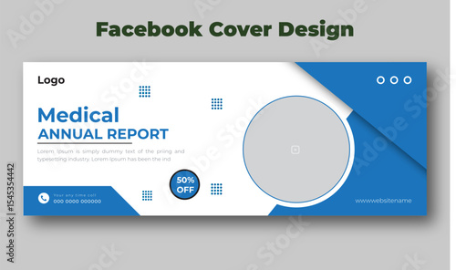 Medical annual report facebook cover and banner design template