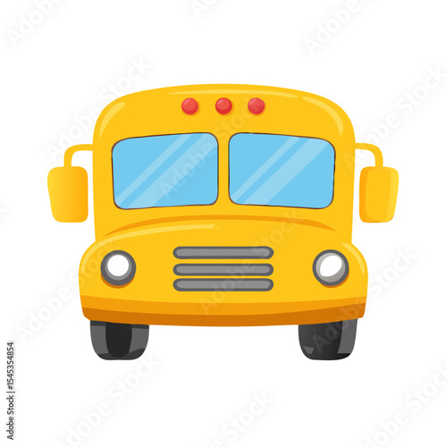 Cute school clipart of school bus. Vector illustration on white background.